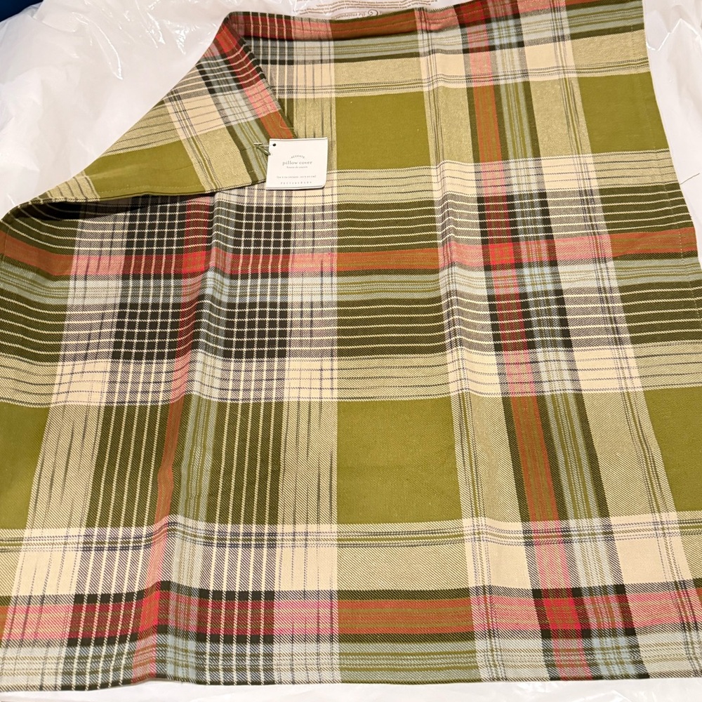 NWT Pottery Barn ‘JACKSON’ Plaid Holiday Pillow Cover, Green, 24”, 2012 #1